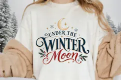 Under The Winter Moon PNG - Vintage Winter Crescent Moon Product Image 3