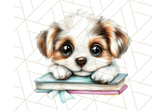 Cute Puppy Clipart, Adorable Dog PNG, Kawaii Watercolor Pup Product Image 3
