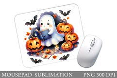 Cute Ghost Mouse Pad. Halloween Mouse Pad Sublimation Product Image 1
