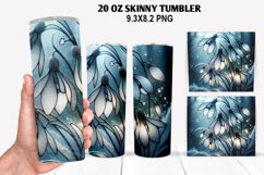 Florals Skinny Tumbler 20oz Wrap Design, Winter Tumbler PNG Product Image 1