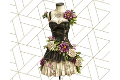 Couture Floral Dress Form PNG Clipart, Vintage Style Flowers Product Image 3