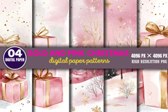 Gold and Pink Christmas Backgrounds PNG Product Image 1