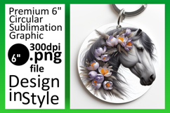 Artful Round Design Coaster Template , Horse Product Image 1