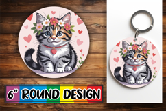 Timeless Keychain Round Style, Cat Valentin's Day Product Image 1
