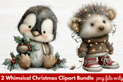 2 Whimsical Christmas Clipart | Cute Festive Holiday PNG Product Image 1