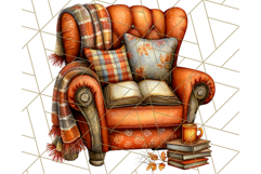 Autumn Library Clipart PNG, Cozy Fall Book Art Product Image 3
