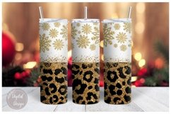 20oz Christmas Golden Skinny Tumbler Sublimation Design Product Image 1