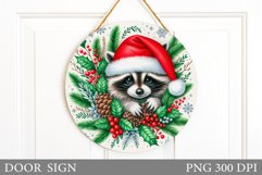 Christmas Raccoon Door Sign. Christmas Door Sign Sublimation Product Image 1
