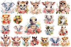 30 Baby Animals Watercolor bundle | Baby Animals bundle Product Image 2