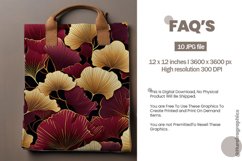 Burgundy Gold Ginko Seamless Digital Papers, Leaves Pattern Product Image 2