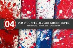Red Blue Splatter Art Digital Paper Product Image 1