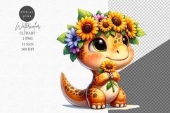 Dino clipart, Sunflowers clipart Product Image 1