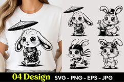 Rainy Bunny Cartoon SVG PNG Product Image 1