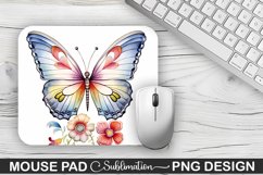Rainbow Butterfly and Flowers Sublimation Mouse Pad Design Product Image 1