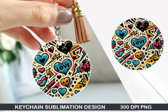 Heart Love Keychain Sublimation - Valentine Keychain PNG Des Product Image 1