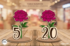 Peony Table Numbers Laser Cut | Glowforge | SVG Product Image 1