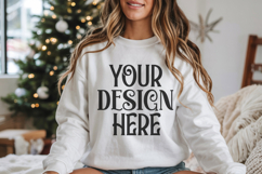 Christmas Gildan 18000 White Crewneck Sweatshirt Mockups Product Image 1