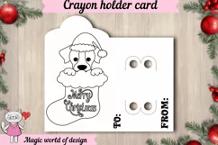 Dog in santa's sock, Christmas Crayon Coloring Card Template Product Image 2