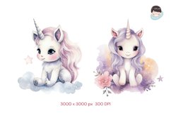 Cute Unicorns Clipart Watercolor Product Image 5