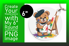 Charming Round Design Keychain PNG , Cute Bear Product Image 1