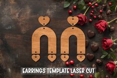 Valentine Heart Template earrings SVG I Laser Cut Files Product Image 1