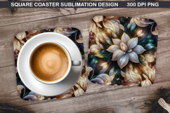 Flowers Coaster Sublimation, Spring Coaster PNG Design Product Image 1