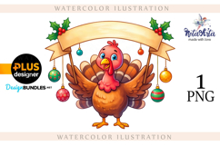 Christmas Turkey: Festive Watercolor Charm Product Image 1