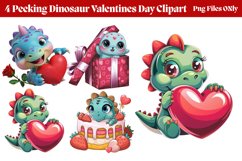 Peeking Dinosaur Valentines Day Clipart PNG Product Image 1