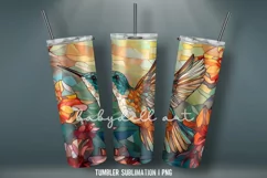 Tumbler Wrap Sublimation | Hummingbird Stained Glass Tumbler Product Image 3