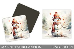 Snowman Magnet Design. Winter Magnet Sublimation Product Image 1