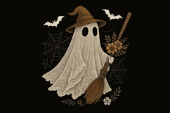Lace Witch Ghost Floral Broom Halloween Bats PNG Design Product Image 1