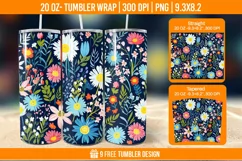 Cute Flower Seemless Tumbler Wrap Designs, Sublimation Wrap Product Image 1