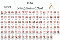 Watercolor Pink Farmhouse Clipart Bundle Floral Clipart PNG Product Image 2