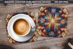 Flower Coaster Sublimation, Easter Coaster PNG Design Product Image 1