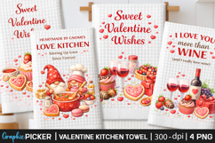 Valentine Kitchen Towel PNG, Valentine day Sublimation, Xoxo Product Image 1