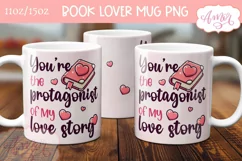 Valentines mug wrap PNG for book lovers, Book nerd mug Product Image 2