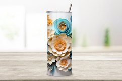 3D Flowers Tumbler Wrap | Turquoise | Spring Print PNG Product Image 2