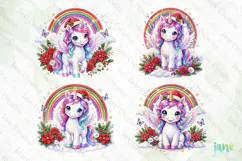 Cute Christmas Unicorn Clipart Product Image 1