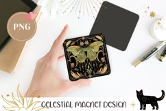 Celestial Moth Fridge Magnet, Gothic Moth Magnet Sublimation Product Image 1