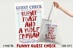 Funny Guest Check PNG Vintage Diner Style, Sublimation PNG. Product Image 1