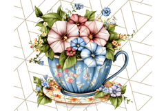 Vintage Floral Teacup Clipart PNG, Blooming Teacups Clip Art Product Image 3