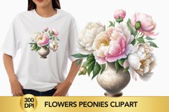 flowers peonies clipart, peonies sublimation Product Image 1
