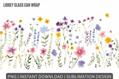 16oz Libbey Glass Can Tumbler Watercolor Flowers Sublimation Product Image 2