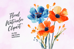 Watercolor floral clipart sublimation Product Image 1
