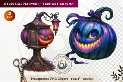 Autumn Fantasy Clipart PNG Celestial Steampunk Harvest Product Image 1