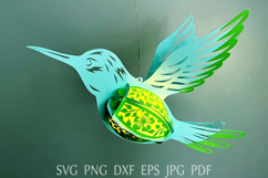 3d bird lantern svg template, paper hummingbird lamp Product Image 1