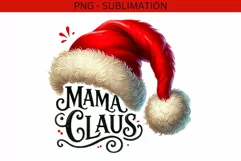 Mama Claus Santa Hat Sublimation PNG, Cute Funny Winter Product Image 4