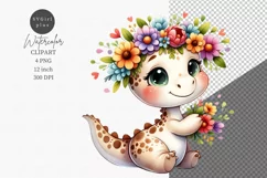 Spring clipart, Dino clipart, Watercolor clipart, Dinosaur Product Image 1
