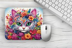 flower cat Mousepad PNG, Animal Mousepad Sublimation Designs Product Image 1