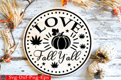 Love Fall Y&#039;all Fall Round Sign SVG Product Image 1